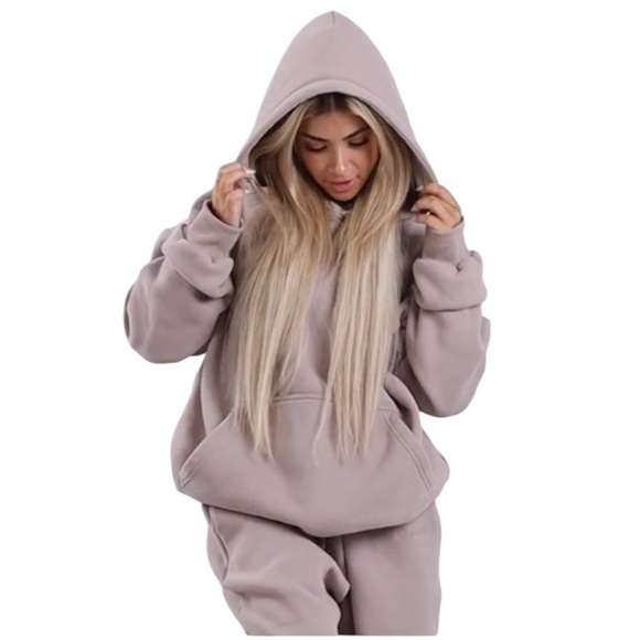 COMFT Signature Taupe Embroidered Logo Hoodie Oversized Sweatshirt Size L - Picture 1 of 10
